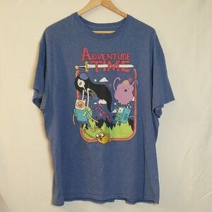 Adventure Time Graphic Tee in Heather Blue with Multi-Color Characters